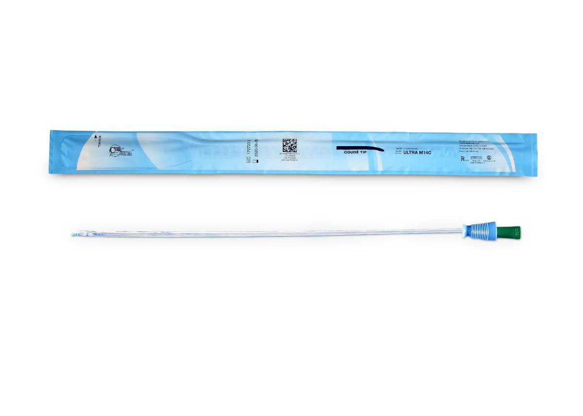 Cure Ultra Male Intermittent Catheter, 16" Coude Tip, 14 FR (Box of 30)