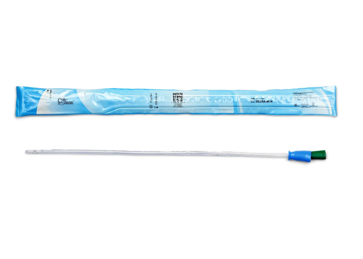 Cure Ultra Male Intermittent Catheter, 16" Straight Tip, 14 FR