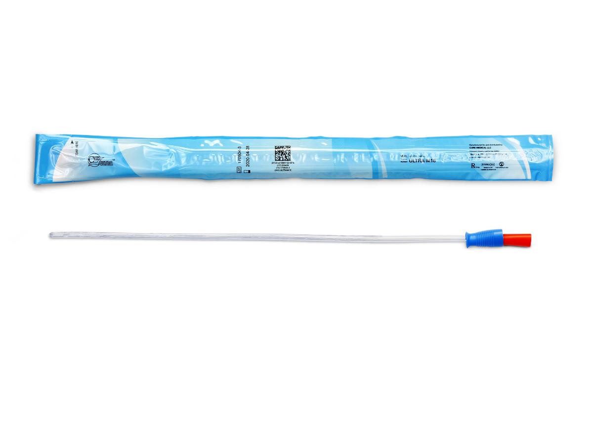 Cure Ultra Male Intermittent Catheter, 16" Straight Tip, 16 FR (Box of 30)