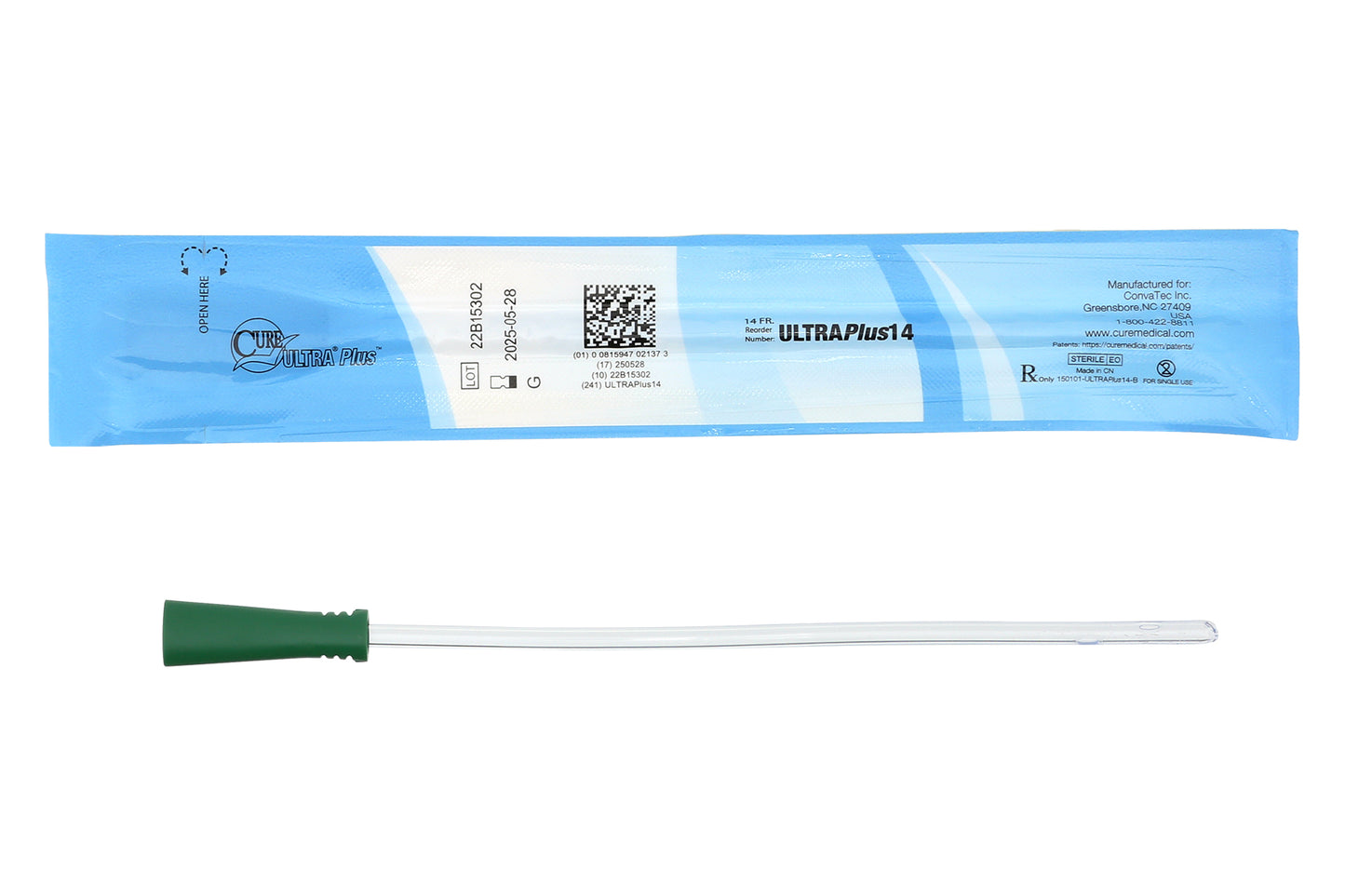 Cure Ultra Male Intermittent Catheter, 16" Coude Tip, 18 FR (Box of 30)