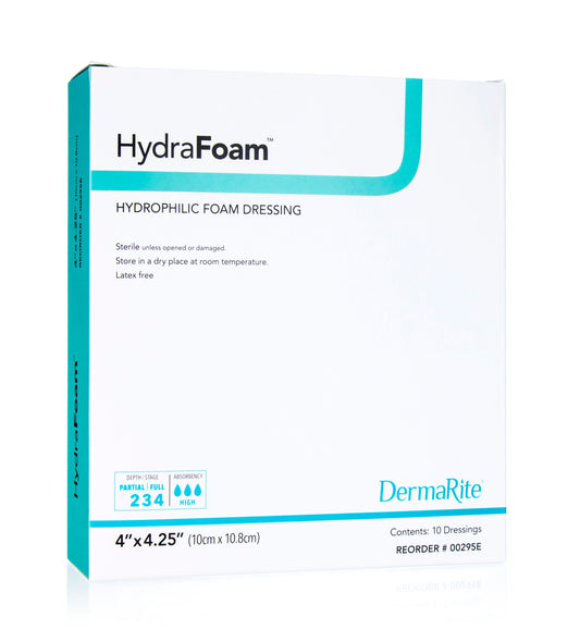 HydraFoam Hydrophilic Foam Dressing, 4" x 4.25" (Box of 10)
