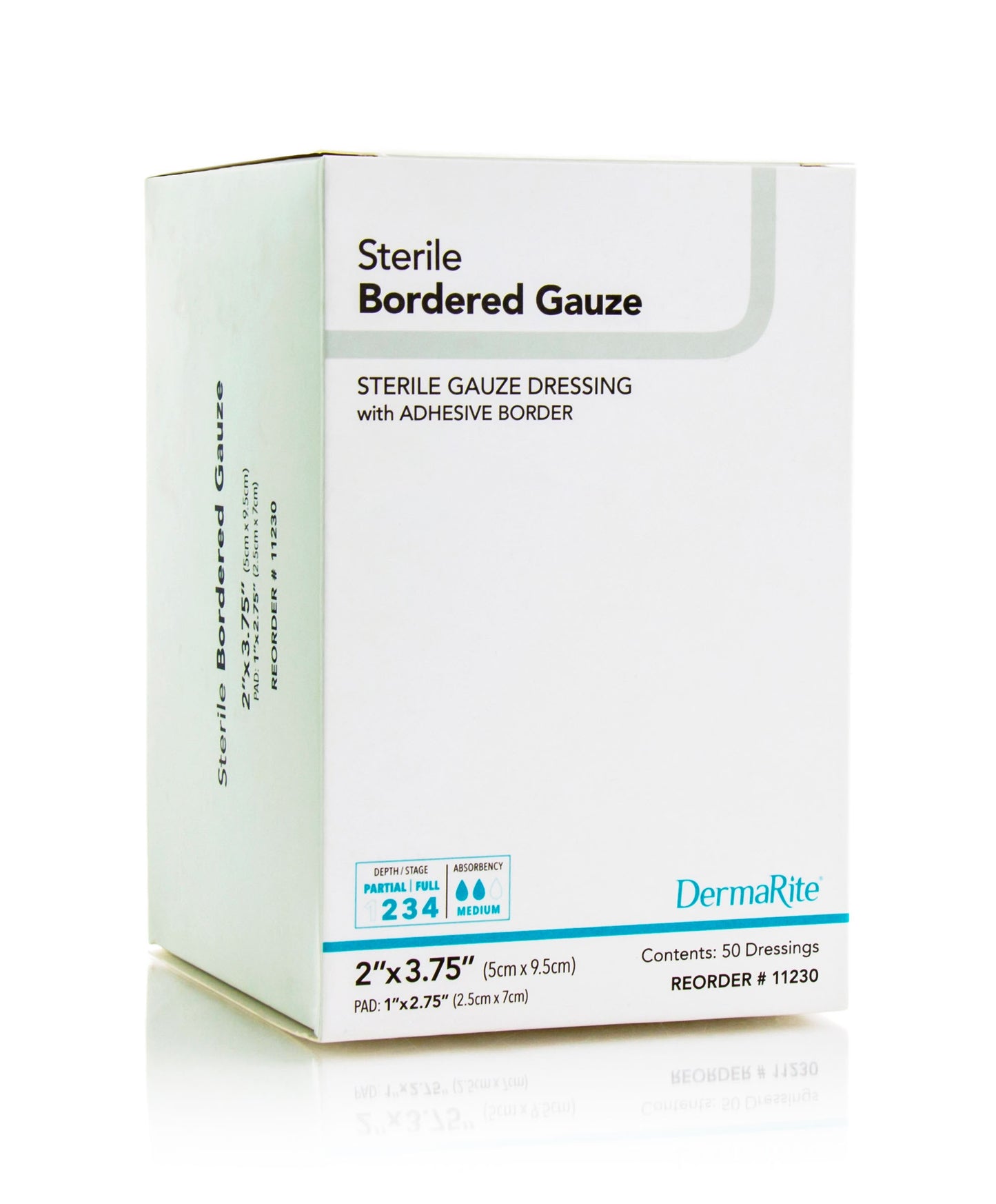 Sterile Border Gauze with Adhesive Border, 2" x 3.75" (Box of 50)