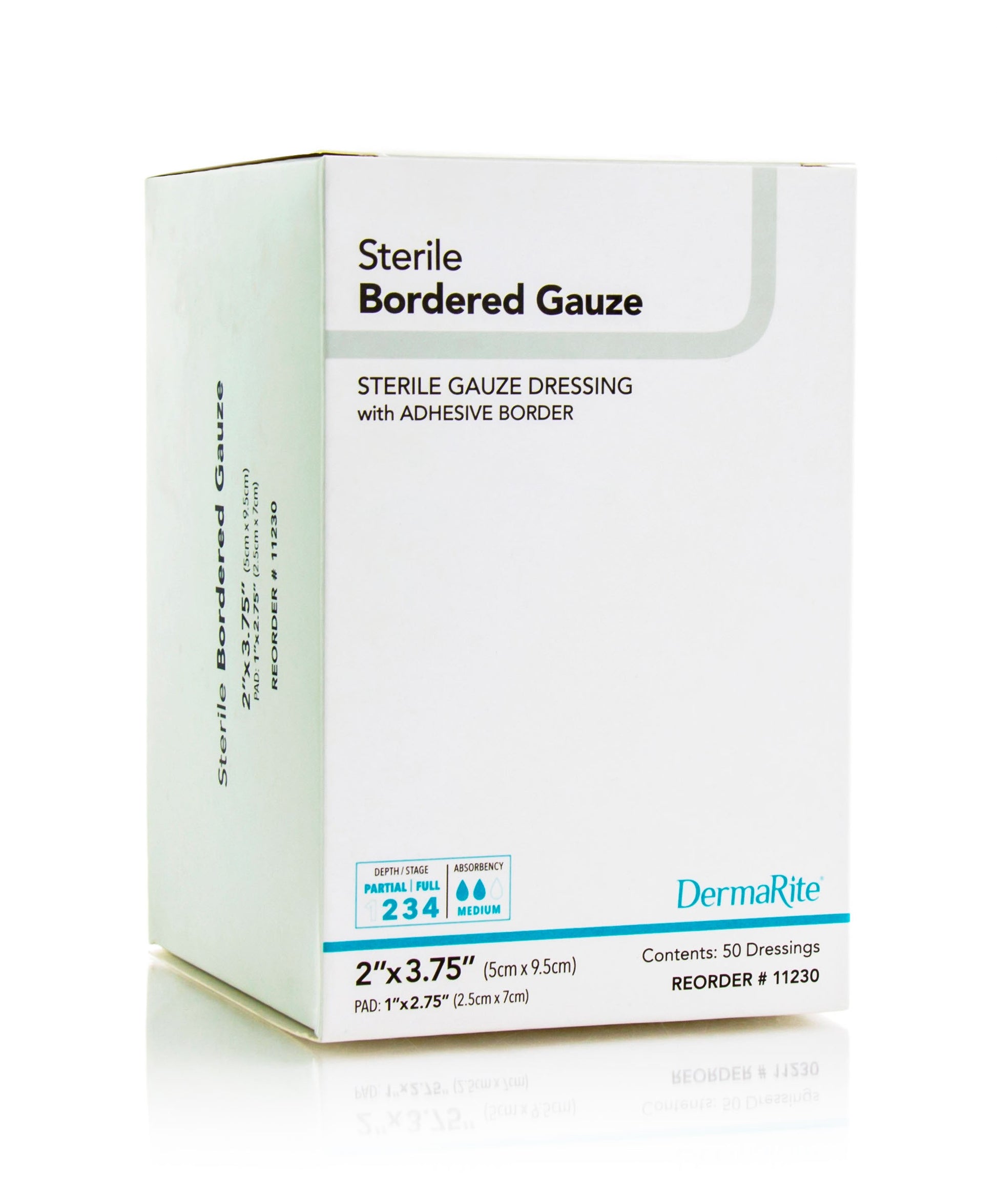 Sterile Border Gauze with Adhesive Border, 2" x 3.75" (Box of 50)