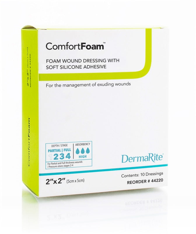 ComfortFoam Silicone Dressing without Border, 2" x 2" (Box of 10)