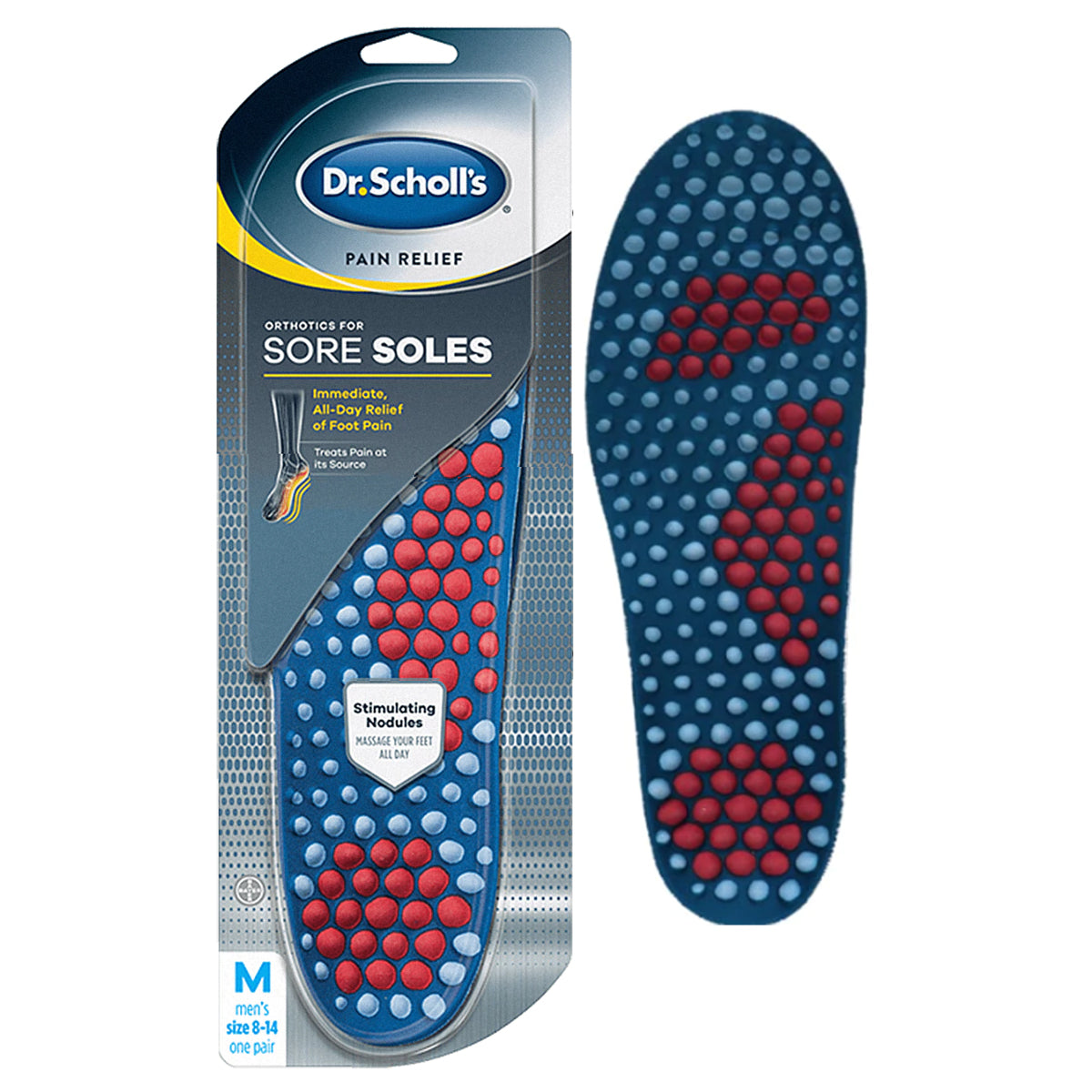 Dr. Scholl's Pain Relief Orthotics for Sore Soles for Men, One Pair (Package of 2)
