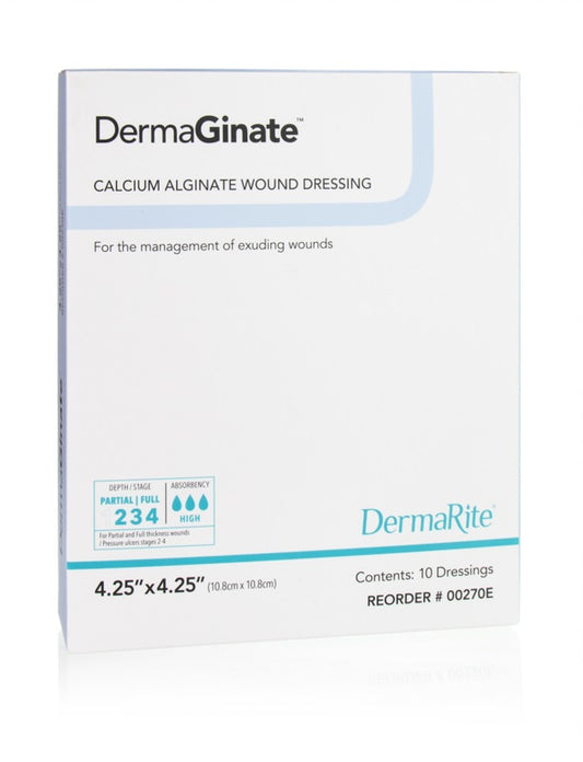 DermaGinate Calcium Alginate Wound Dressing, 4.25" x 4.25" (Box of 10)