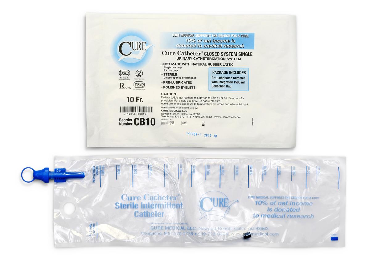 Cure Catheter Single, Closed System, Unisex, Straight Tip, 10 FR (Case of 100)