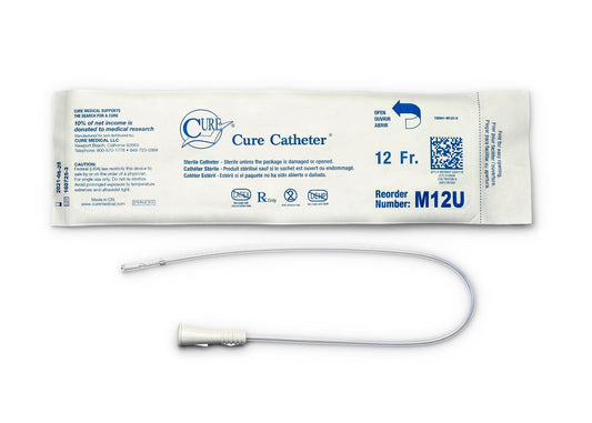 Cure Medical Pocket Catheter, Single, Male, 16" Straight Tip, 12 FR (Case of 300)