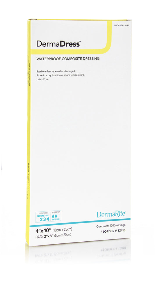 DermaDress Waterproof Composite Dressing, 4" x 10"