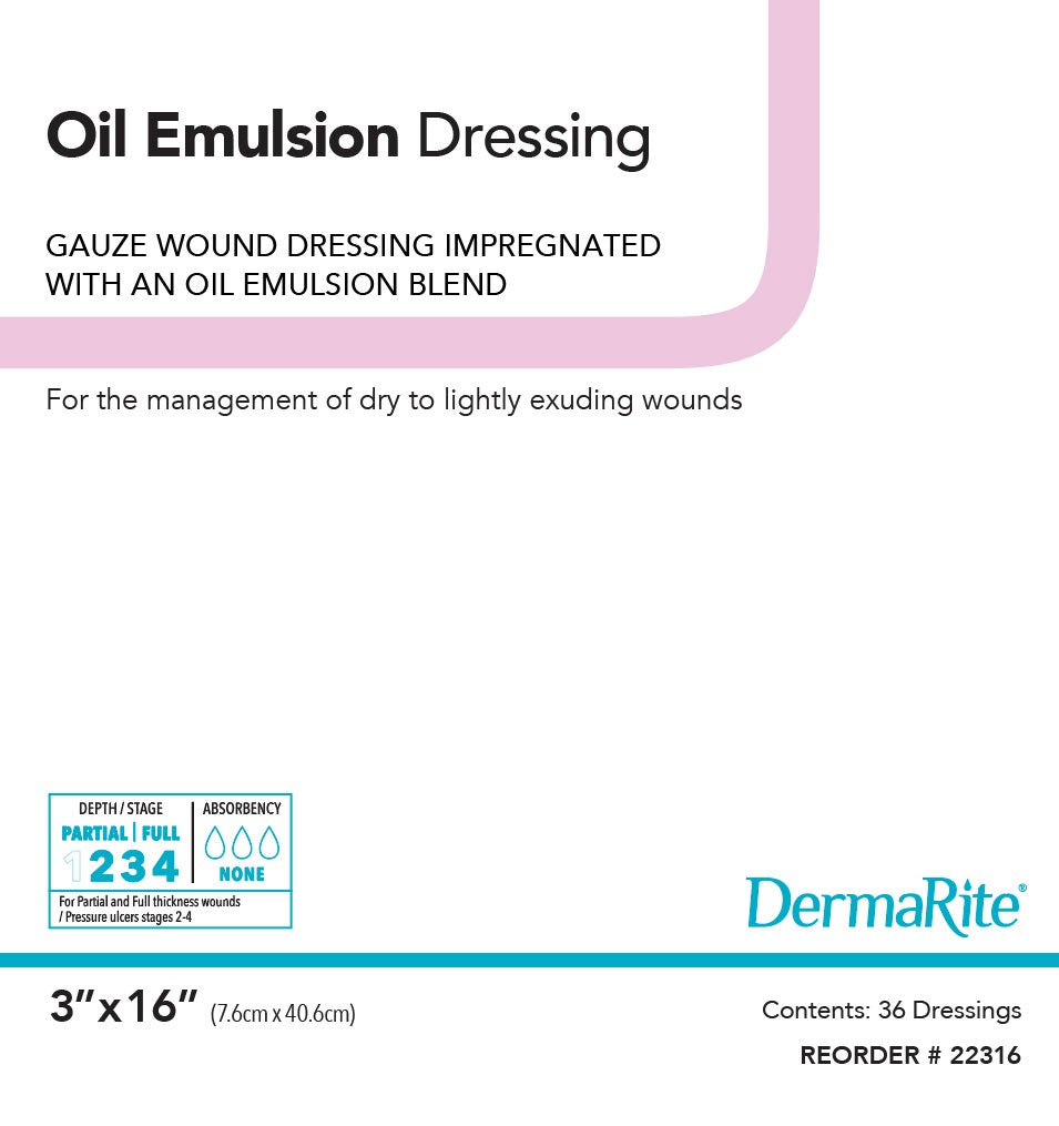 Oil Emulsion Wound Dressing, 3" x 16" (Box of 36)