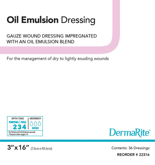 Oil Emulsion Wound Dressing, 3" x 16" (Box of 36)