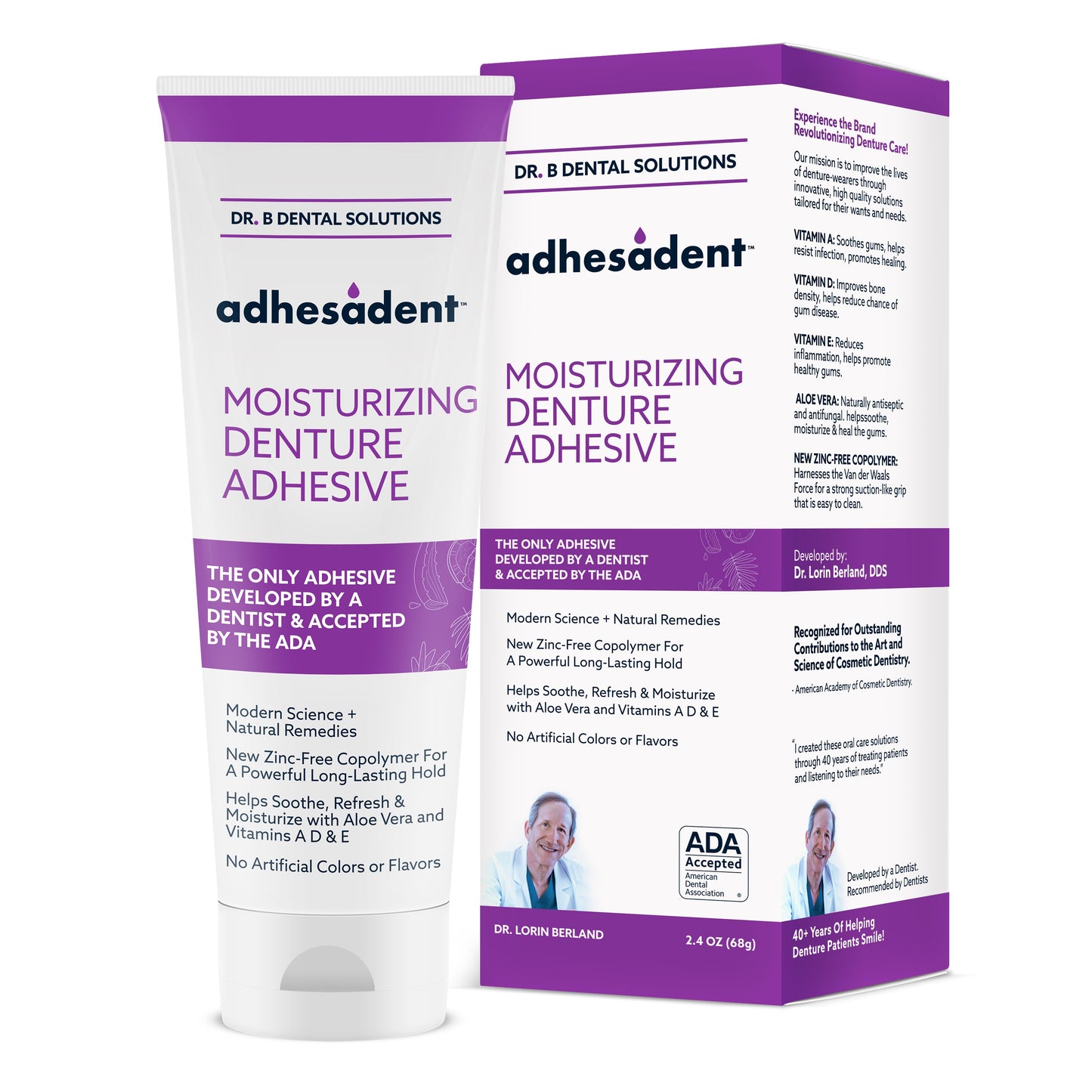 Adhesadent Denture Adhesive, 2.4 oz Tube