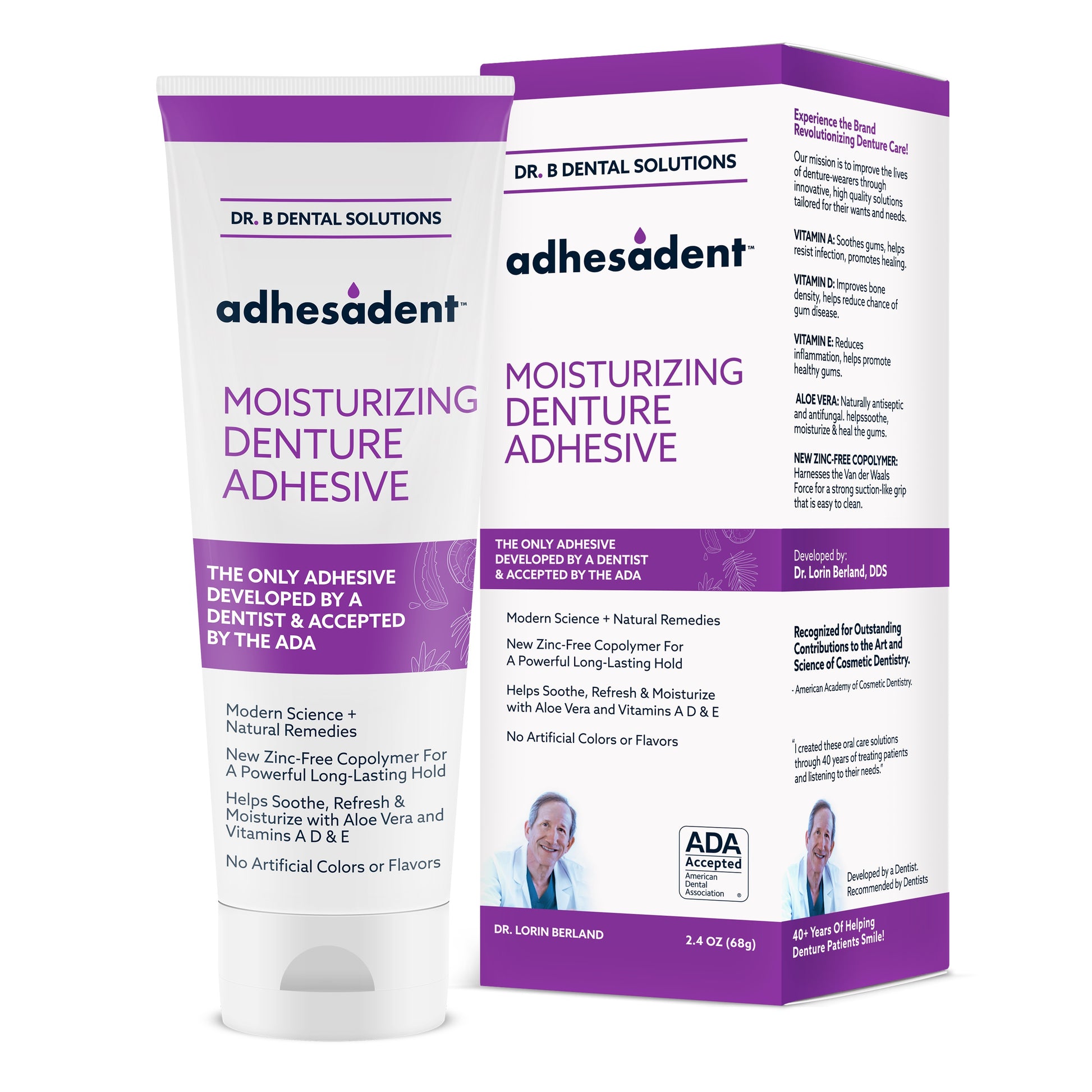Adhesadent Denture Adhesive, 2.4 oz Tube