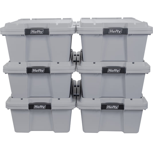 Hefty Hi-Rise Max Storage Container, 48 Qt, Gray