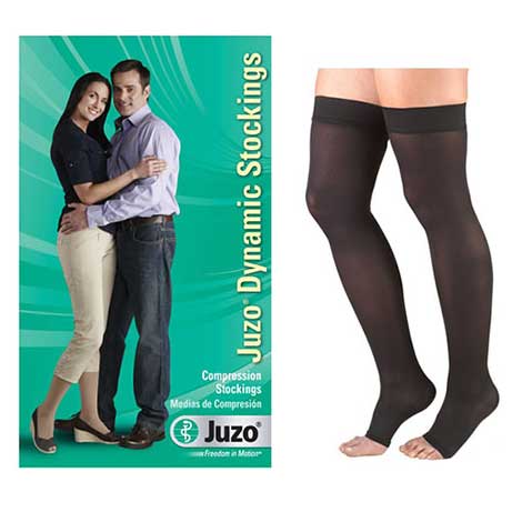 Dynamic Thigh-High with Silicone Border, 20-30, Open, Black, Size 2