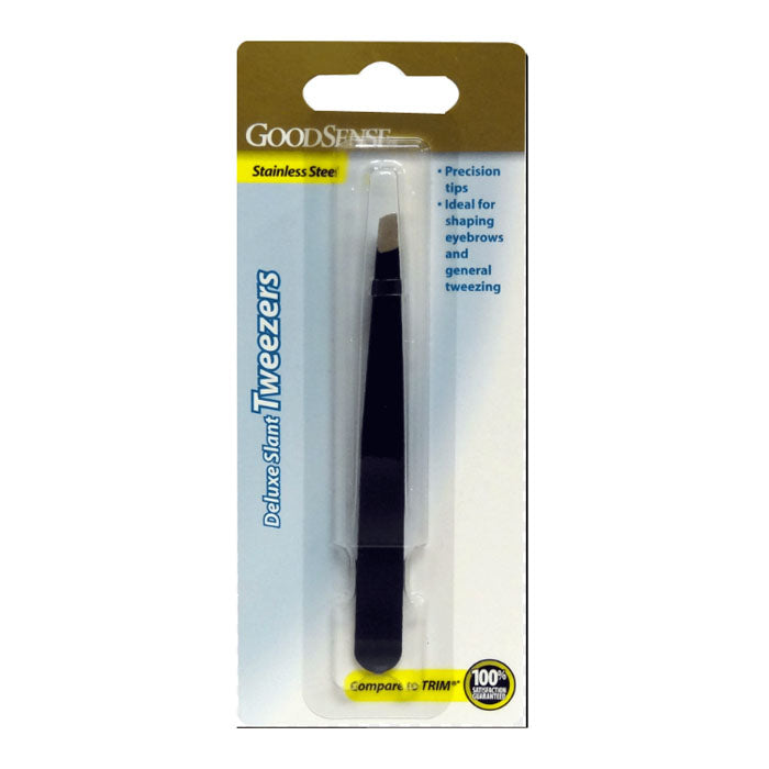 Deluxe Tweezers with Slant Tip, Black