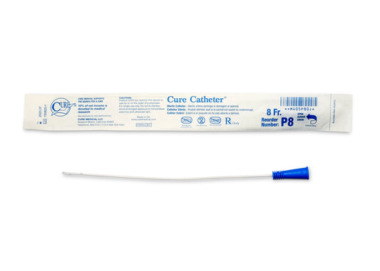 Cure Catheter Uncoated, Single, Pediatric, 10" Straight Tip, 8 FR