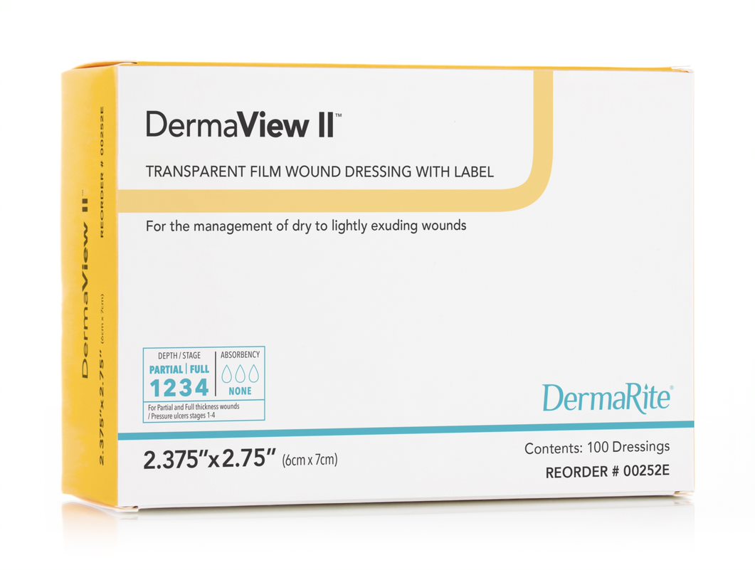 DermaView II Transparent Film Wound Dressing, 2.37" x 2.75"