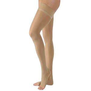 Ultrasheer, Thigh with Silicone Dot Band, 20-30, Open Toe, Small, Honey