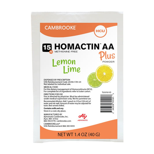 Homactin AA Plus Powder, Lemon Lime Flavor, 30 Packets (Case of 30)