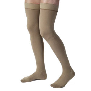 Men's Thigh-High Ribbed Compression Stockings X-Large, Khaki