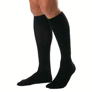 Men's Knee-High Ribbed Compression Socks Large Full Calf, Black