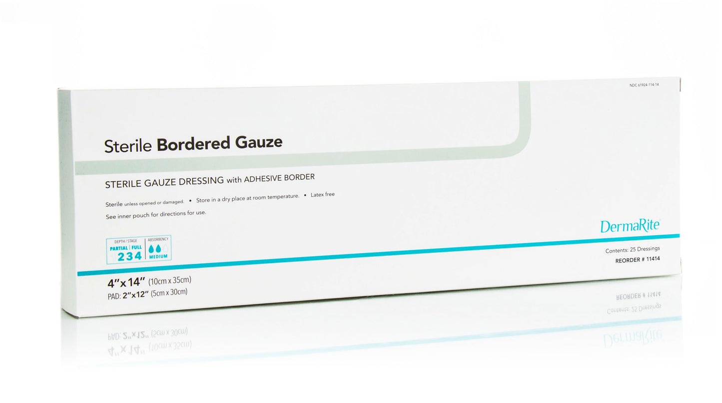 Sterile Border Gauze with Adhesive Border, 4" x 14"