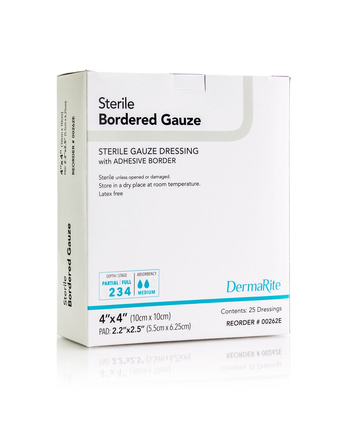 DermaRite Sterile Border Gauze Dressing, 4" x 4"