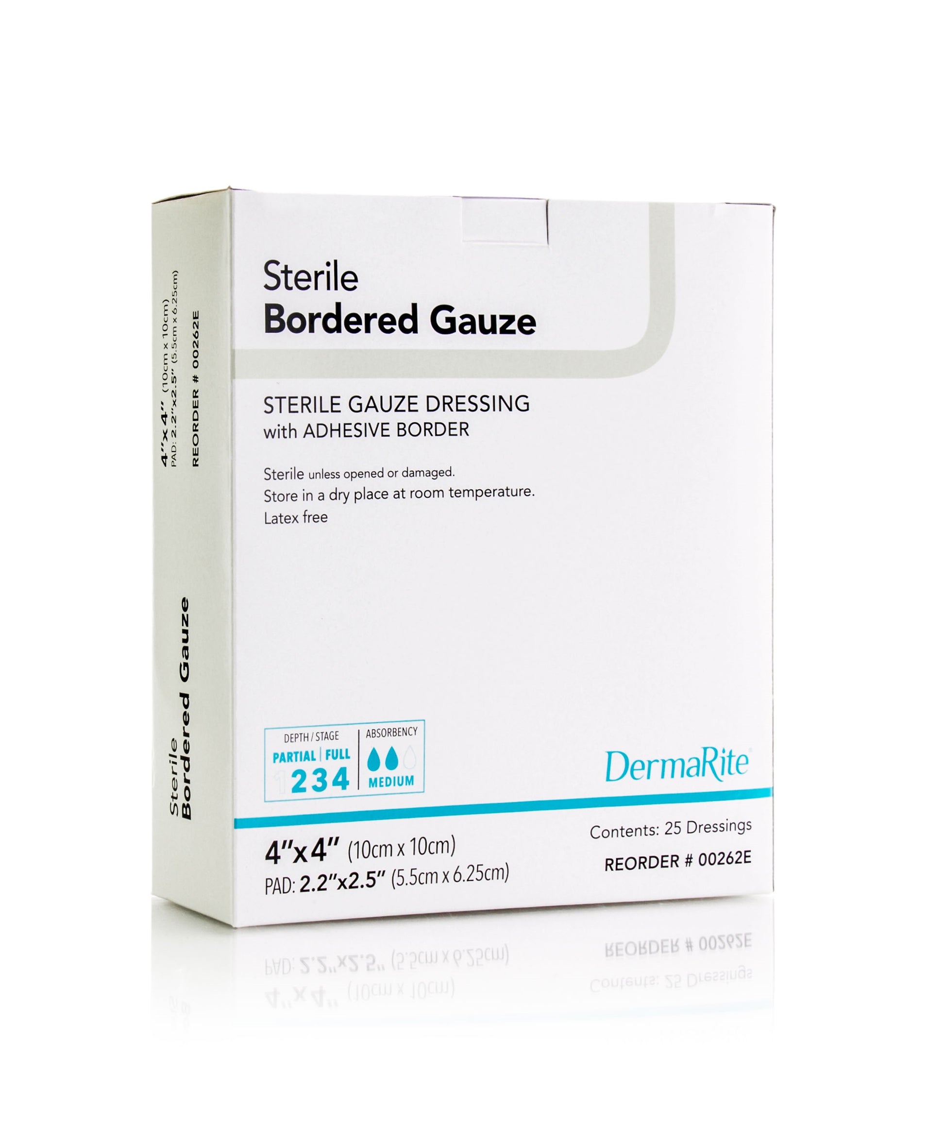 DermaRite Sterile Border Gauze Dressing, 4" x 4"