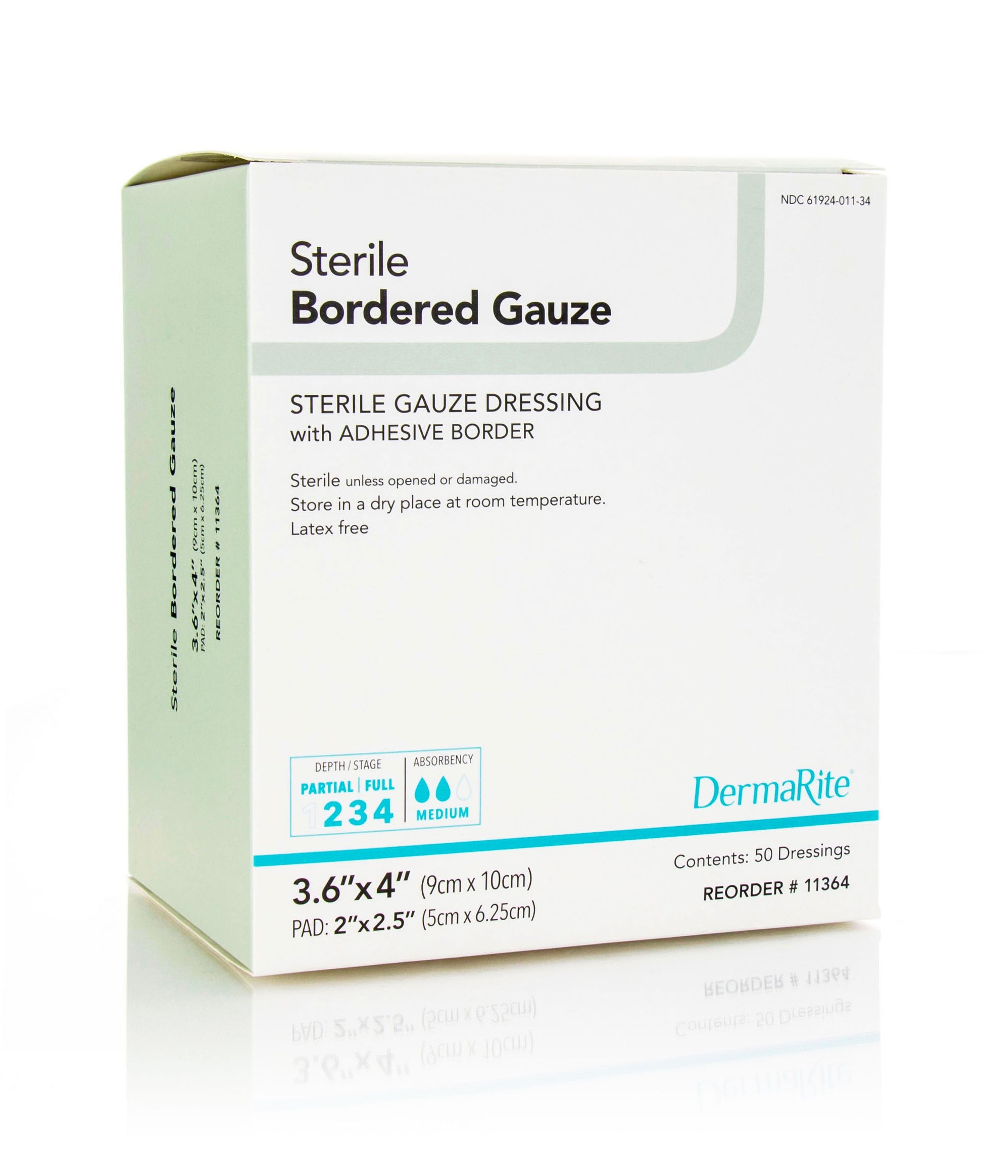 Sterile Border Gauze Dressing with Adhesive Border, 3.6" x 4" (Box of 50)