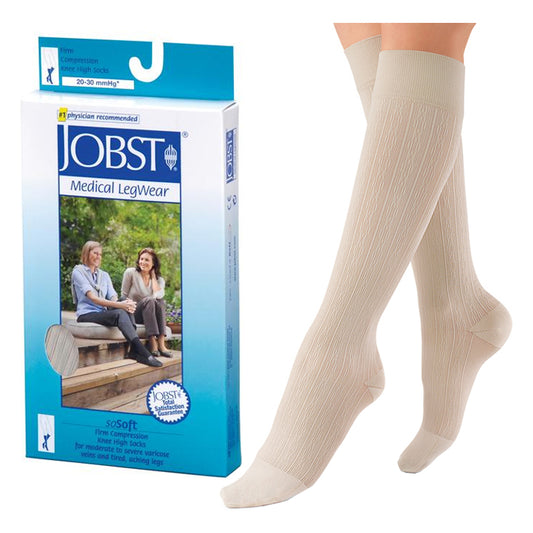 SoSoft Knee High, 20-30, Brocade, Closed Toe, Small, Sand