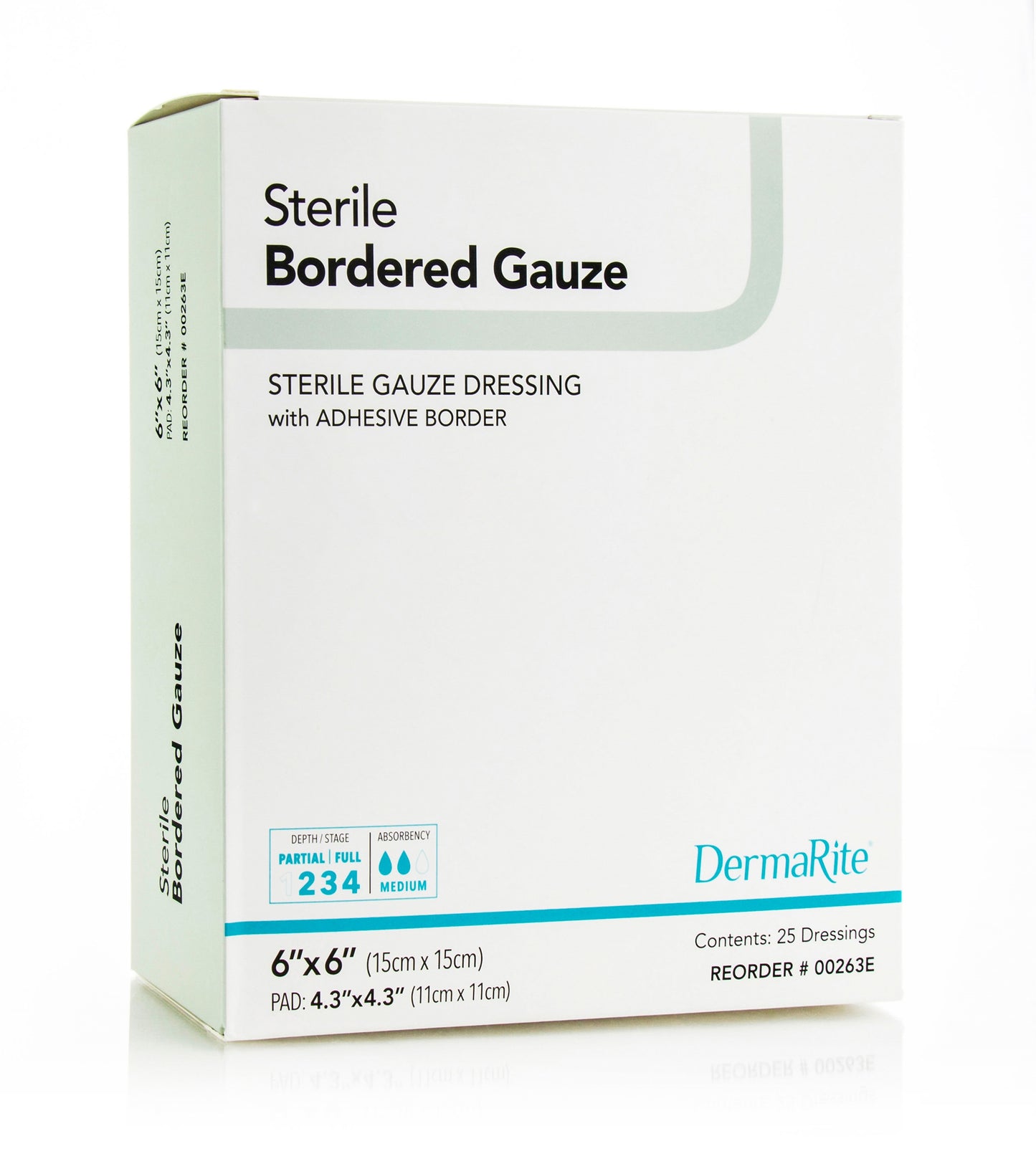 DermaRite Sterile Border Gauze with Adhesive Border, 6" x 6"
