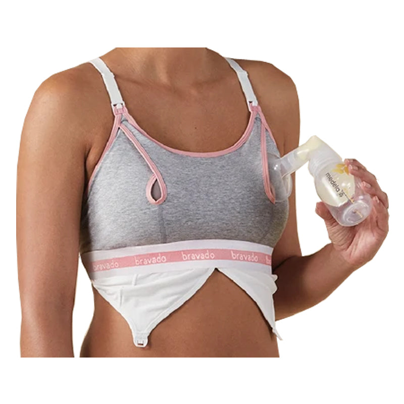 Clip and Pump Hands-Free Nursing Bra Accessory, Dove Heather, Medium