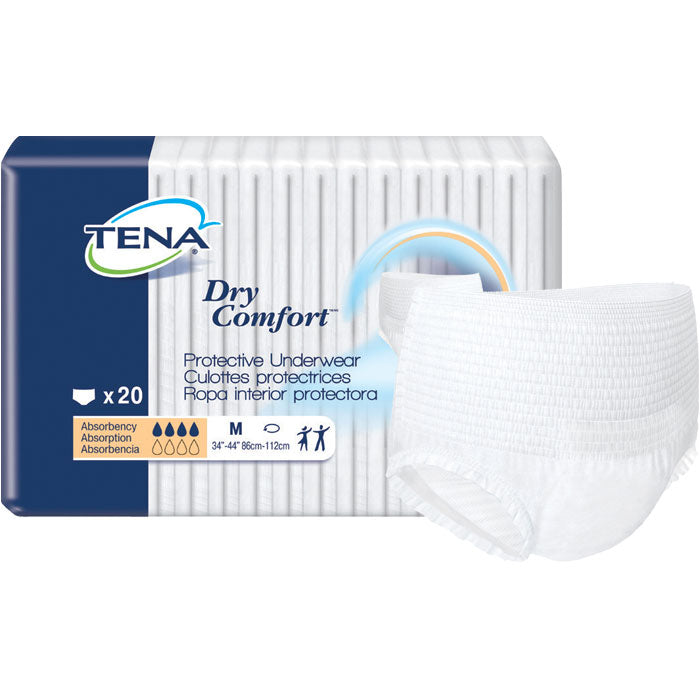 Tena Dry Comfort Protective Underwear, Medium, 34"- 44" (Case of 80)
