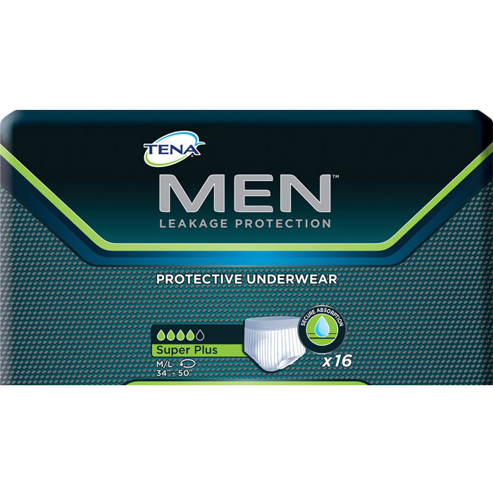 TENA Men Protective Underwear, Super Plus, Small/Medium 34"-50" (Case of 64)