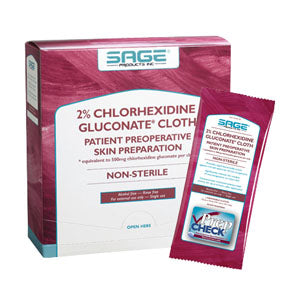 2% Chlorhexidine Gluconate Cloth, 7.5" x 7.5" (Package of 2)