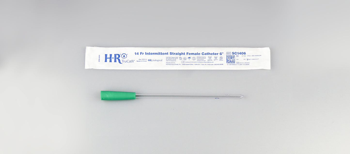 TruCath Intermittent Straight Catheter, Female, 14FR, 6" (Case of 300)