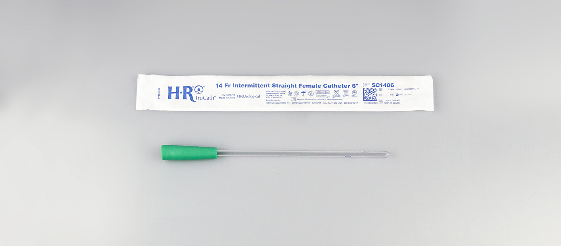 TruCath Intermittent Straight Catheter, Female, 14FR, 6" (Case of 300)