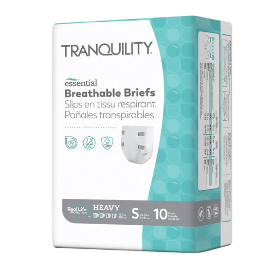 Tranquility Essential Breathable Briefs - Heavy, Small, 24" - 32", 85 - 100 lbs (Case of 100)