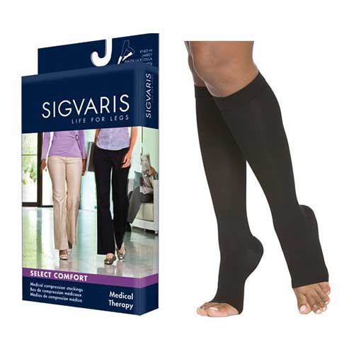 862C Essential Opaque Calf, 20-30mmHg, Open Toe, Medium, Short, Black