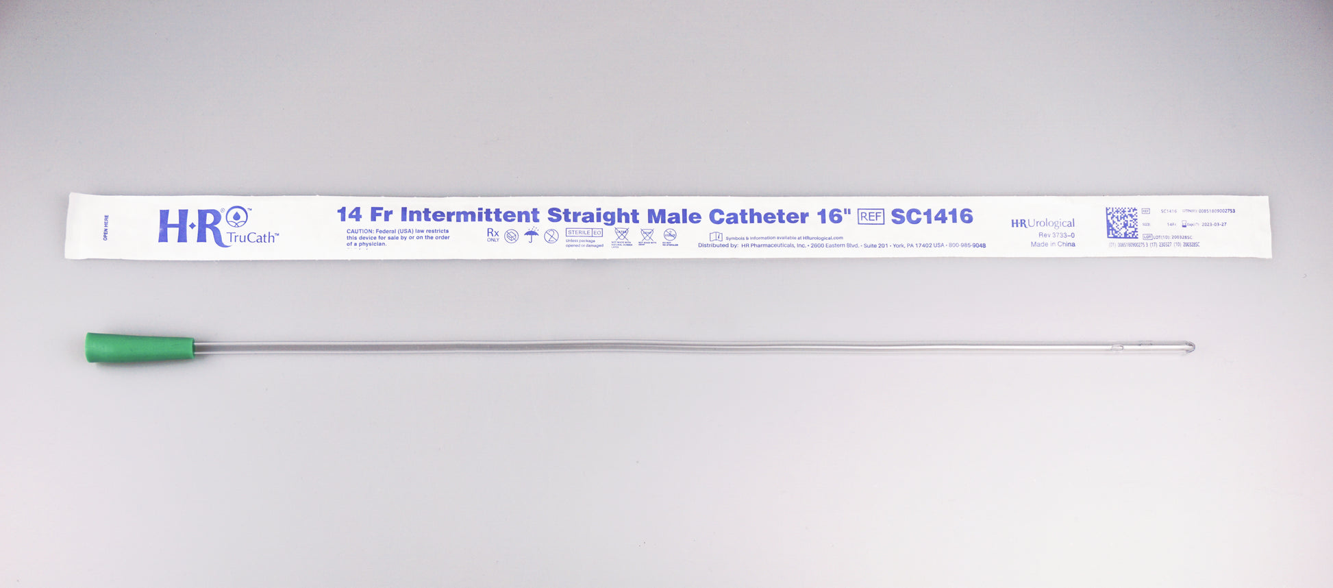 TruCath Intermittent Straight Catheter, Male, 14FR, 16"