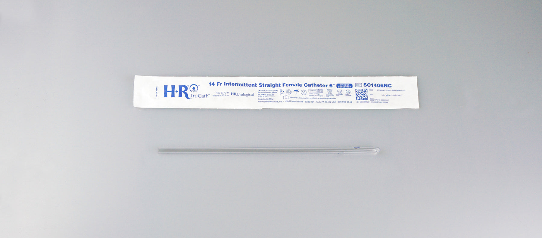 TruCath Intermittent Straight Catheter, Female, 14FR, 6". No connector. (Box of 30)