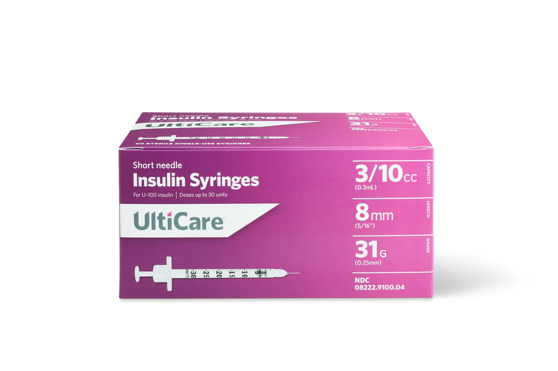 UltiCare Syringe 31G x 5/16", 3/10 mL (90 Count) (Case of 450)
