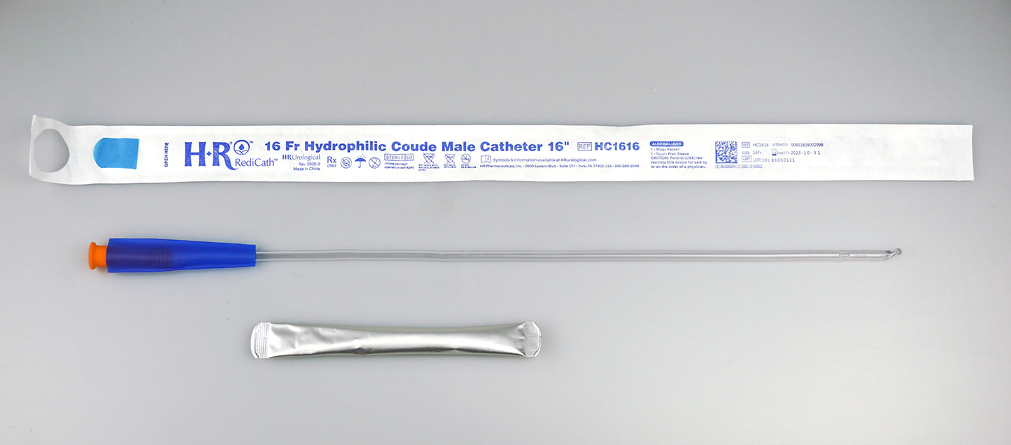 TruCath Hydrophilic Catheter with water bag and touch free sleeve, 16FR, 16" (Case of 300)