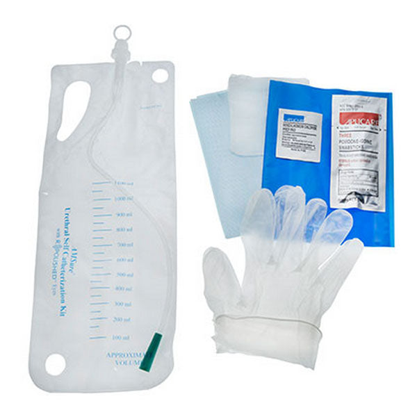 AMSure Urethral Self Catheterization Kit with R Polished Eyes, 16 Fr (Case of 50)