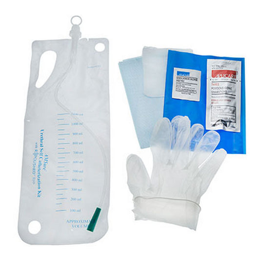 AMSure Urethral Self Catheterization Kit with R Polished Eyes, 16 Fr (Case of 50)
