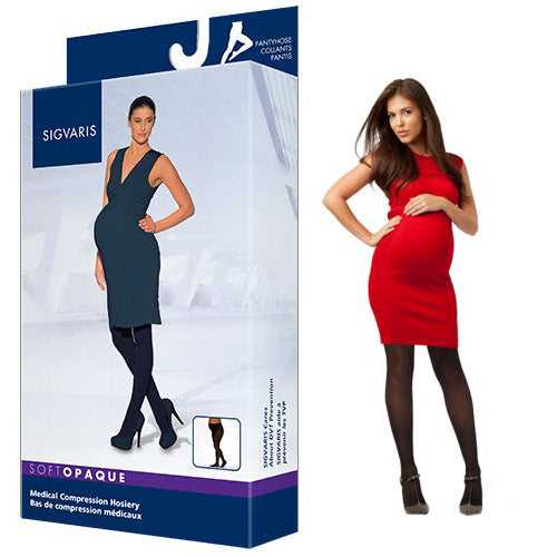 842M Style Soft Opaque Maternity Pantyhose, 20-30mmHg, Women's, Medium, Long, Black