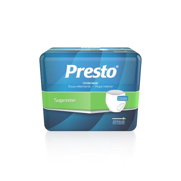 Presto Supreme Classic Protective Underwear XX-Large 68" - 80" Maximum Absorbency (Package of 12)