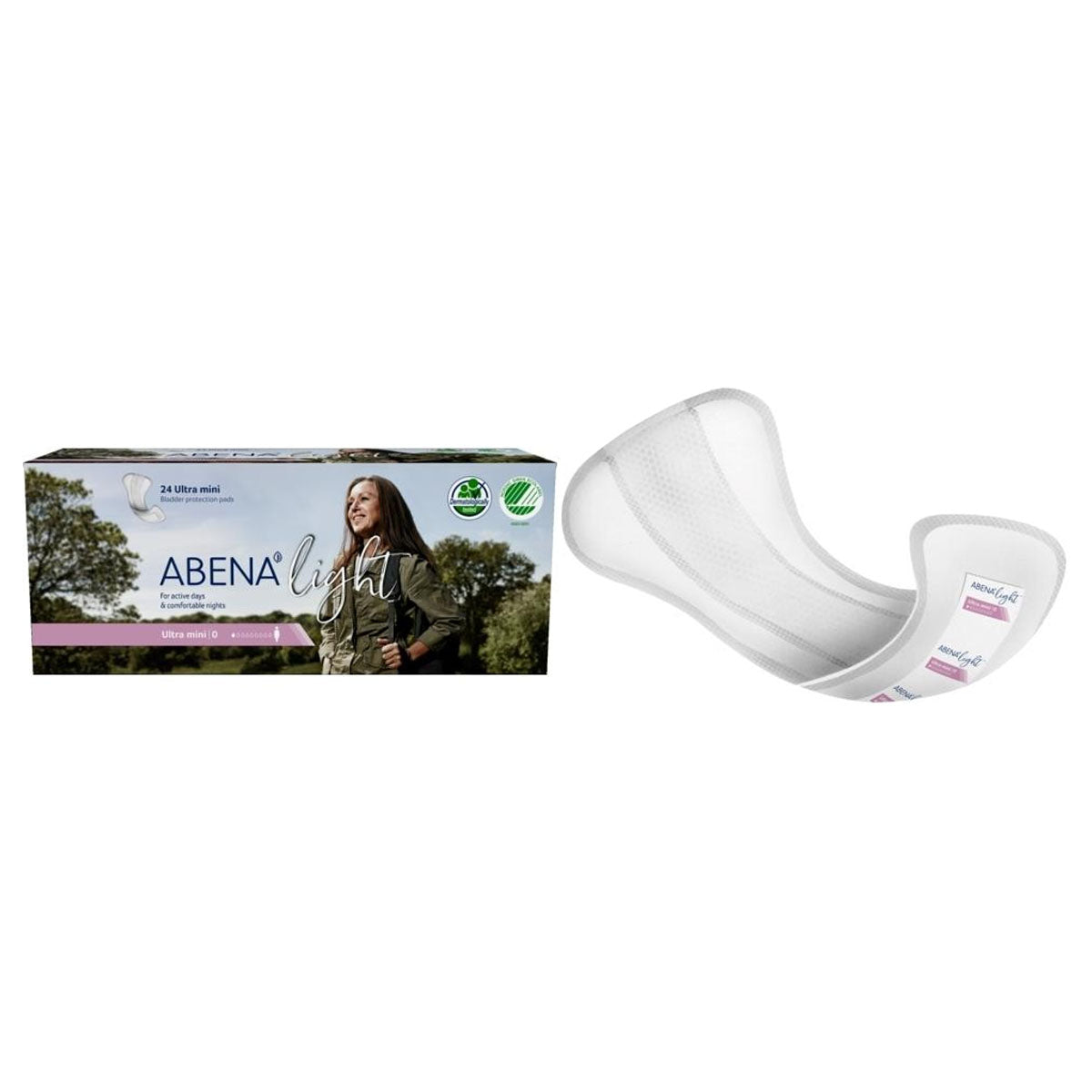 Abena Light Protective Pads, Ultra Mini 0, 3.25" x 8" (Package of 24)