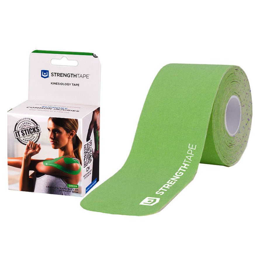 StrengthTape Kinesiology Tape 5M Precut Roll, Green, 16'4" L x 2" W